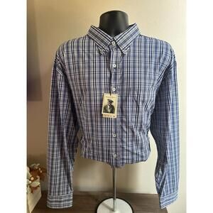Donald Ross Plaid Button Down-Blue-Size XXL RP. $145 NWT